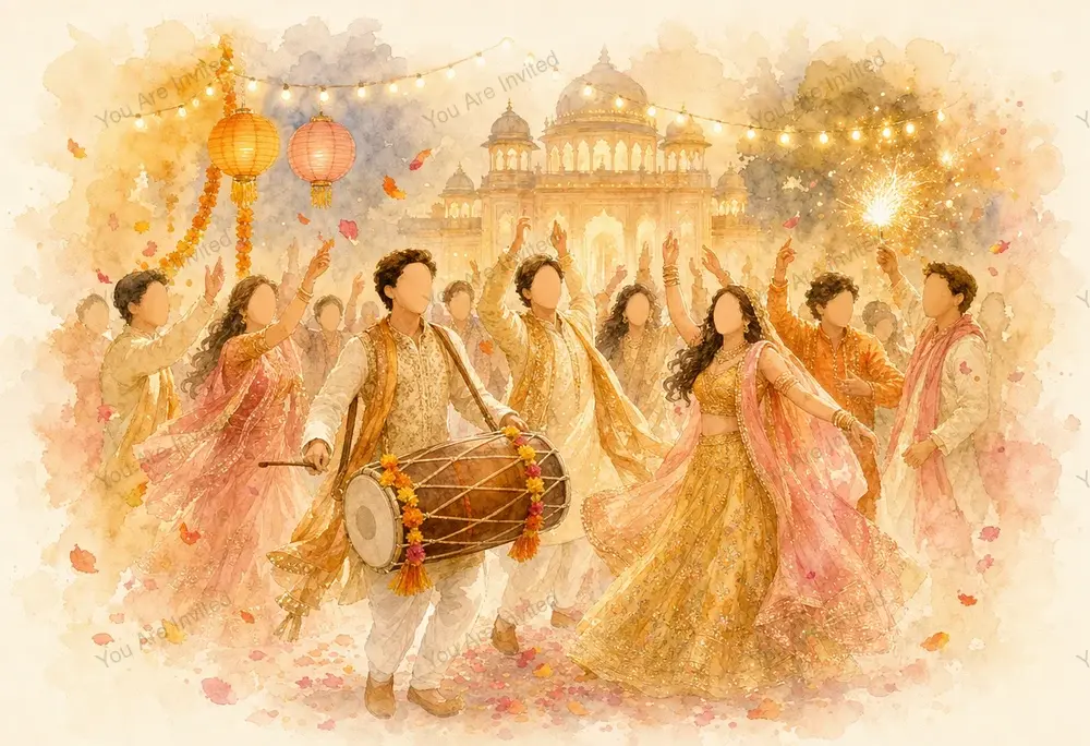 A joyful baraat celebration
